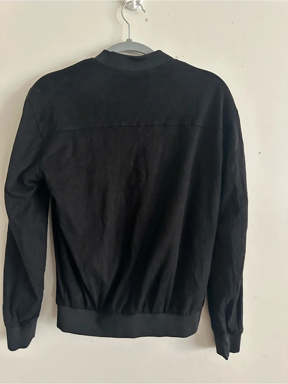 Zara Man Black Suede Zip Up Bomber Flight Jacket Size S